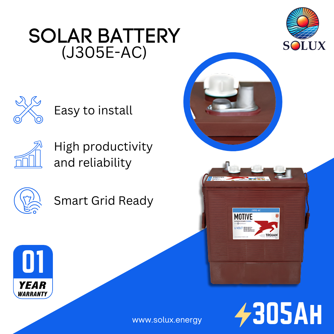 This isa an image of Trojan Motive J305E-AC 305Ah Signature Deep-Cycle Flooded Battery